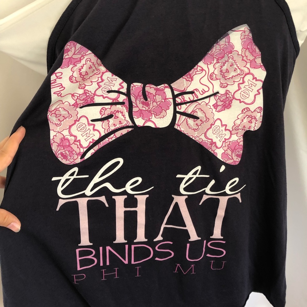 Phi Mu Navy Flowy Tank Top